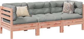 vidaXL 3 részes tömör duglászfenyő kerti társalgószett párnákkal