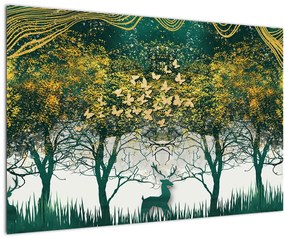 Kép - Szarvas a zöld erdőben (90x60 cm)