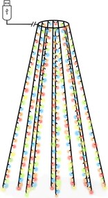 vidaXL karácsonyfa-fényháló 300 színes LED-del 300 cm