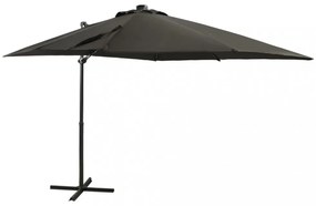 antracitszürke konzolos napernyő rúddal és LED-fényekkel 250 cm