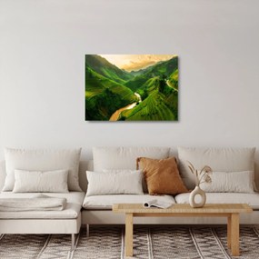 Üveg kép - Mu Cang Chai rizsteraszok (70x50 cm)