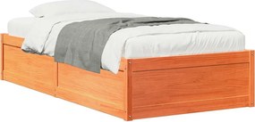 vidaXL viaszbarna tömör fenyőfa ágy matrac nélkül 90 x 190 cm