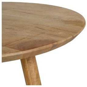 Natúr színű mangófa kerek dohányzóasztal ø 60 cm Mao – Ixia