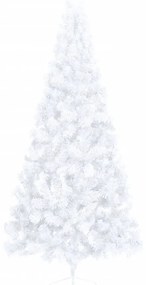 fehér PVC fél műkarácsonyfa állvánnyal 240 cm