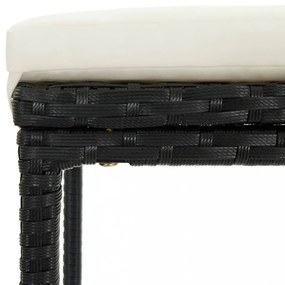 7 részes fekete polyrattan kerti bárszett párnákkal
