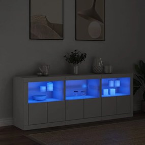fehér tálalószekrény LED-világítással 181,5x37x67 cm
