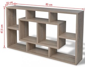 Lebegő 8 fülkés fali polc tölgy szín