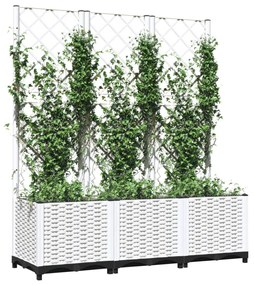 fehér polipropilén rácsos kerti ültetőláda 120 x 40 x 136 cm