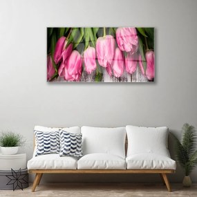 Üvegkép Tulipánok Fal 120x60cm 2 fogas