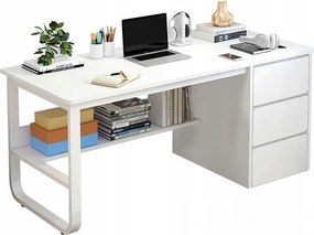 Számítógépasztal Ifjúsági Fehér Skandináv Stílus Nagy Polcok 100CM