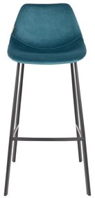 2 db-os petróleumkék bárszék szett bársony kárpittal, magasság 106 cm - Dutchbone