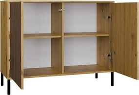 KAMARO 2D Slim komód 103.5x40x82.5 cm, tölgy-fekete