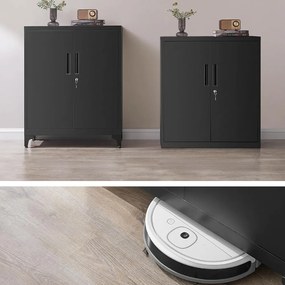 Többcélú fém szekrény RAVEN, 40x80x90 cm, fekete SongmicsHome