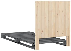 szürke tömör fenyőfa ágykeret fejtámlával 90 x 200 cm