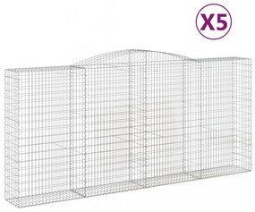 5 db íves horganyzott vas gabion kosár 400x50x180/200 cm