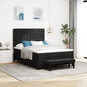 Box Spring Ágy Matraccal és Pad Fekete 140x200 cm Szövet