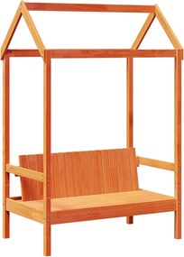 vidaXL viaszbarna tömör fenyőfa pad tetővel 117,5 x 70 x 176,5 cm