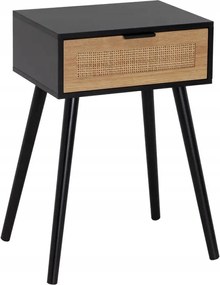 Éjjeli asztal fiókkal fekete-bézs 59 cm hálószoba kiegészítő loft