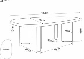 Alpen dohányzóasztal ekrü/tölgy