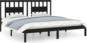 vidaXL fekete tömör fenyőfa ágykeret 200 x 200 cm