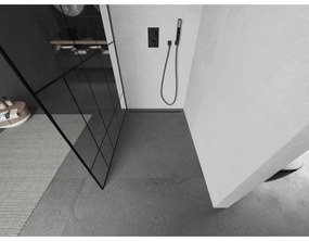 Mexen Kioto, Walk-In zuhany paraván 70 x 200 cm, 8 mm átlátszó üveg fekete mintás, grafit profil, 800-070-101-66-78