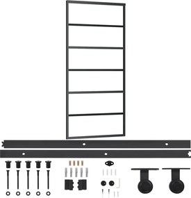 vidaXL ESG üveg és alumínium tolóajtó fémszerelvény-szettel 90x205 cm