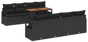 vidaXL Kerti Kanapé Szett párnával párnával 9 pcs Fekete és Barna