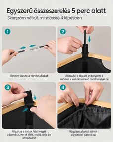 SONGMICS palackgyűjtő, 95 literes, bedobónyílásos fedéllel és kivehető belső zsákkal, fekete-bézs