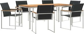 vidaXL Kert étkező szett 7 pcs Barna Tömör Akácfa