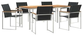 vidaXL Kert étkező szett 7 pcs Barna Tömör Akácfa