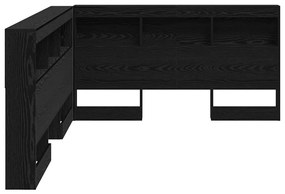 Tároló fejtámla polcokkal tárolóval Musta tammi 140 cm Faanyag