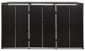 fekete polyrattan hármas kerekeskuka tárolófészer 207x80x117 cm