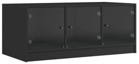 fekete dohányzóasztal üvegajtókkal 102 x 50 x 42 cm
