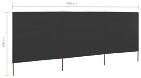 antracitszürke szövet 3-paneles szélfogó 400 x 160 cm