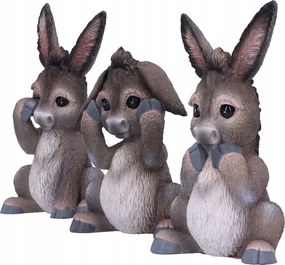 Három Bölcs Szamár figura szobor, kézzel festett, gyűjtői darab