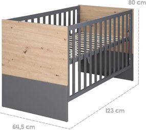 Szürke-natúr színű babaágy 60x120 cm Anna – Roba