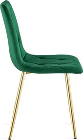 Zöld bársony étkezőszék LIBRA arany lábakkal