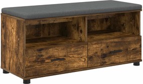 vidaXL Előtér pad Füstölt Tölgy 100 x 38 x 46 cm Műanyag Fa és Szövet