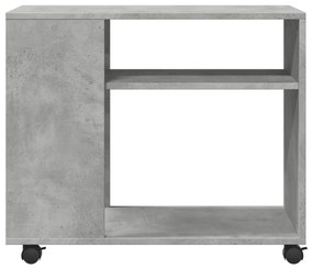 betonszürke szerelt fa kisasztal kerekekkel 70 x 35 x 60 cm
