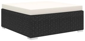 vidaXL 10-részes fekete polyrattan kerti bútorszett párnákkal