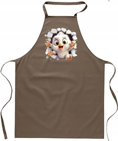 Konyhai Kötény pamut bézs lyuk Csirke csirke FA_477_b