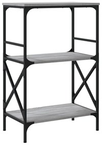 3 szintes szürke sonoma szerelt fa könyvespolc 56x35x90,5 cm