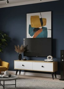 Mona TV-állvány, zafír tölgy-fehér, 120 cm