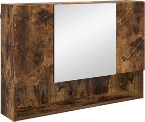 vidaXL Tükörszekrény tárolóval Füstölt tölgy 80 x 17 x 55 cm Faanyag