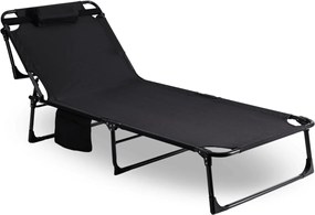 Leżak Ogrodowy Łóżko Polowe VENUS Czarne