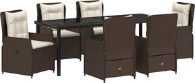 vidaXL Kert étkező szett 7 pcs Barna polirattan