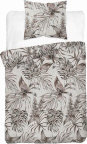 Szatén ágyneműhuzat 140x200 bézs levelek Home Satin