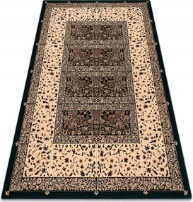 Gyapjú szőnyeg Nappali Keret Virágok Dísz zöld 235x350 cm