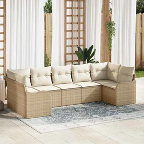 Kerti Kanapé Szett párnával 7 pcs Beige, fehér Poli rattan