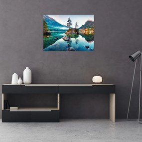 Kép - Lake Hintersee, Bajor - Alpok, Ausztria (üvegen) (70x50 cm)